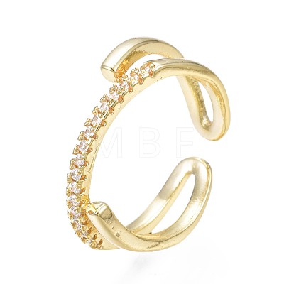 Clear Cubic Zirconia Wrapped Open Cuff Ring for Women RJEW-N035-088-1