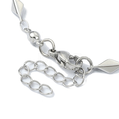 304 Stainless Steel Rhombus Link Chain Bracelets for Women BJEW-D023-01P-1