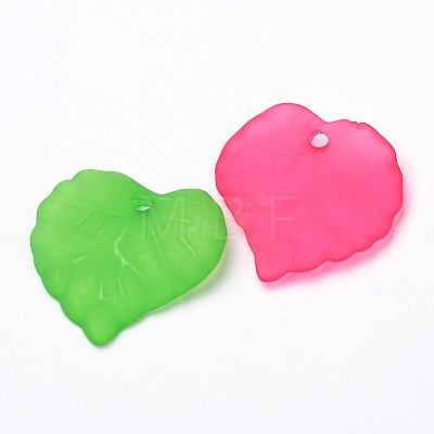 Transparent Frosted Acrylic Leaf Charms PL591-1