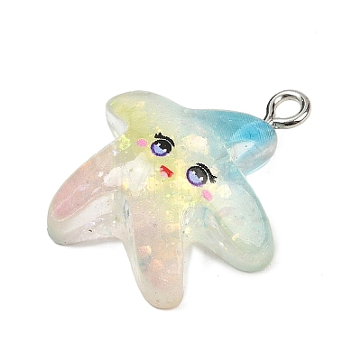 Ocean Theme Transparent Resin Pendants RESI-I351-03P-05-1