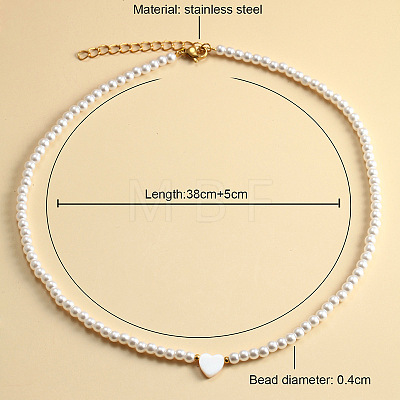 Elegant High-Quality Non-Fading Round Natural Pearl Beaded Heart Pendant Necklaces for Women VI2074-1-1