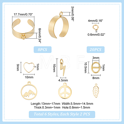 Unicraftale DIY Charm Cuff Ring Making Kit STAS-UN0051-41-1