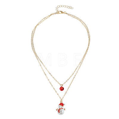 Christmas Iron & Alloy & Resin Bell Pendant Double Layer Necklaces FS-WGA1E78-01-1