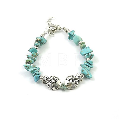 Synthetic Turquoise Chip & Alloy Beaded Bracelets for Women YV2517-1-1