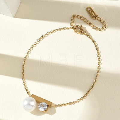 304 Stainless Steel Cuboid Link Bracelets SA-CBA5F76-06G-1