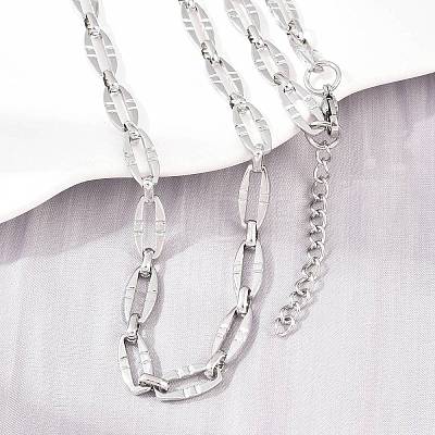 304 Stainless Steel Oval Link Chain Bracelet & Necklace Jewelry Sets SJEW-L199-03P-1