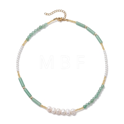 Natural Gemstone & Natural Pearl & Glass Seed Beaded Necklaces for Women NJEW-JN05094-1