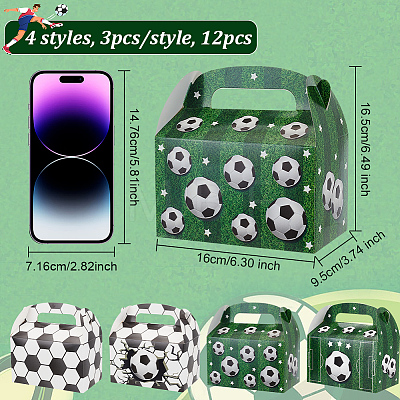 12Pcs 4 Styles Rectangle Football Print Paper Storage Candy Boxes CON-WH0095-58-1