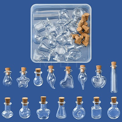15Pcs 15 Styles Mini High Borosilicate Glass Bottle Bead Containers BOTT-YW0001-01-1