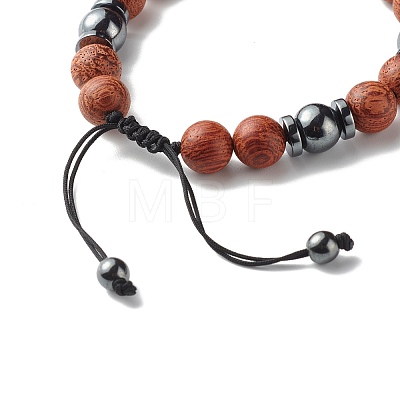 Synthetic Hematite Beads Bracelet for Men Women BJEW-JB06755-1