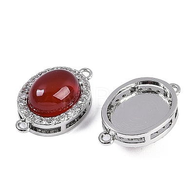 Natural Carnelian(Dyed & Heated) Oval Connector Charms KK-U043-50P-01-1