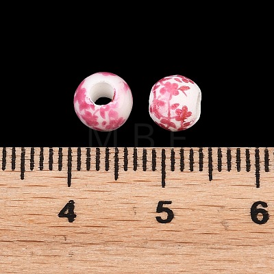 Floral Printed Porcelain Beads X-PORC-Q201-6mm-3-1