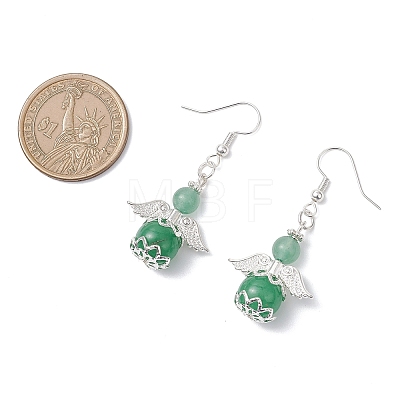 Natural & Synthetic Mixed Stone Angel Dangle Earrings EJEW-JE06715-1