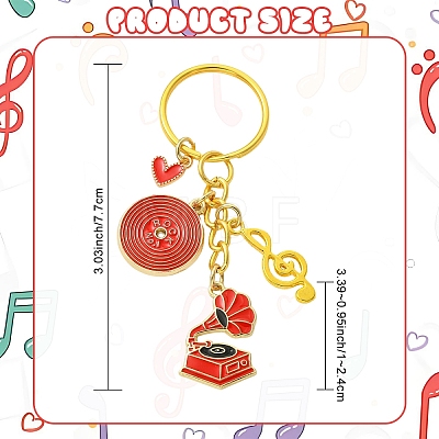 Alloy Enamel Disc & Gramophone & Musical Note Pendant Decorations KEYC-YW00286-01-1