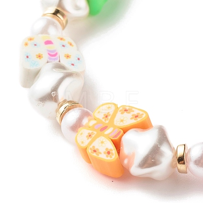 Handmade Polymer Clay Heishi Beads Stretch Bracelet BJEW-JB07330-1