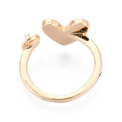 Heart Brass Shell Cuff Ring Settings X-KK-T076-74G-1