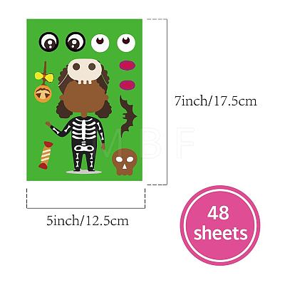 48 Sheets 8 Styles Halloween Paper Make a Face Stickers DIY-WH0467-008-1