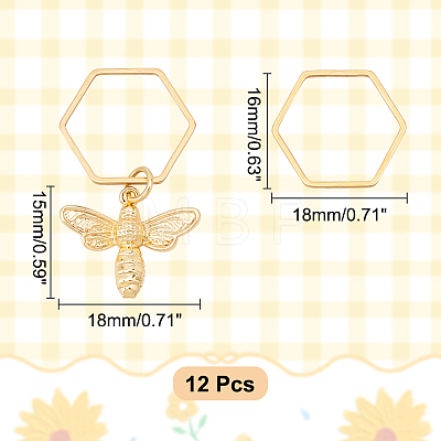 Bees Brass Pendant Decorations HJEW-AB00628-1