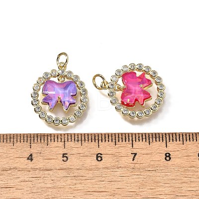 Brass Micro Pave Cubic Zirconia Pendants KK-Q043-07G-1