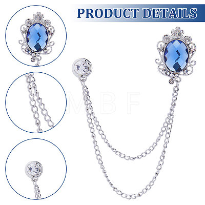 Gorgecraft 4Pcs 4 Colors Glass Oval Hanging Chain Brooches JEWB-GF0001-37-1