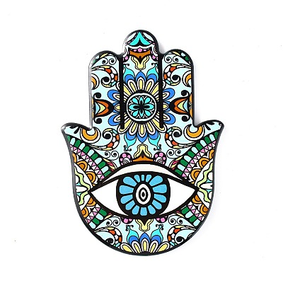Hamsa Hand/Hand of Miriam with Evil Eye Pattern Porcelain Cup Mats DJEW-H008-01E-1