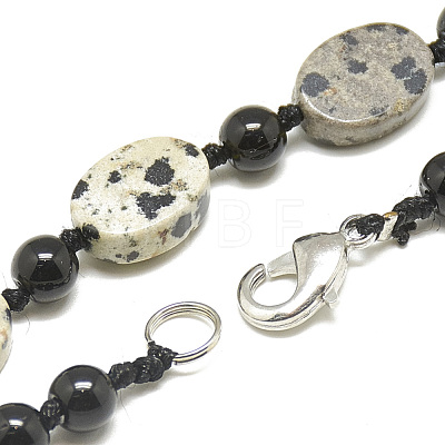 Natural Dalmatian Jasper Beaded Necklaces NJEW-S401-26-1