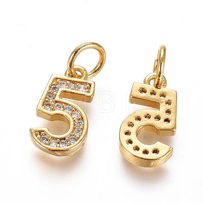 Brass Micro Pave Clear Cubic Zirconia Charms ZIRC-L092-05-G-1