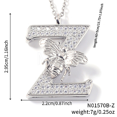 Brass Micro Pave Clear Cubic Zirconia Pendant Necklaces FS-WG7BC7F-15-1
