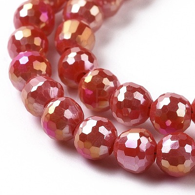 Electroplate Opaque Solid Color Glass Beads Strands X-GLAA-E036-11E-1