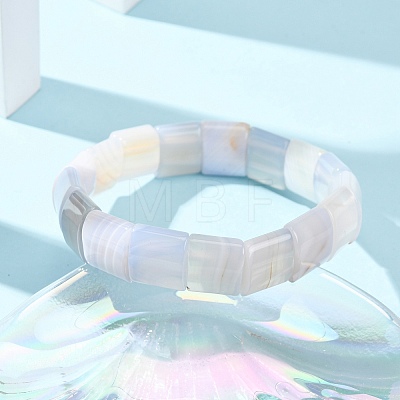 Square Natural Banded Agate(Dyed & Heated) Beaded Stretch Bracelets for Women Men GG-CBA9ACE-B17-1