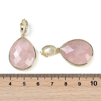 Natural Rose Quartz Faceted Teardrop Pendants G-B126-04G-05-1