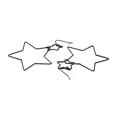 Interlock Double Open Star Dangle Earrings EJEW-C007-01B-1