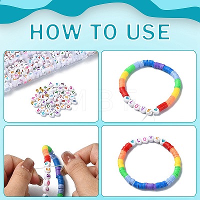 DIY Letter & Heart Acrylic & Plastic Stretch Bracelet Beaded Necklace Making Kit DIY-YW0008-41-1