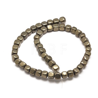 Cube Natural Pyrite Beads Strands G-G-I126-18-6x6mm-1