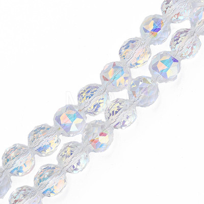Electroplate Transparent Glass Beads Strands EGLA-N002-34A-C03-1