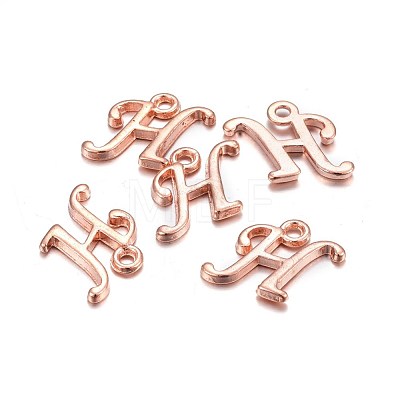 Rose Gold Plated Alloy Letter Pendants X-PALLOY-J718-01RG-H-1