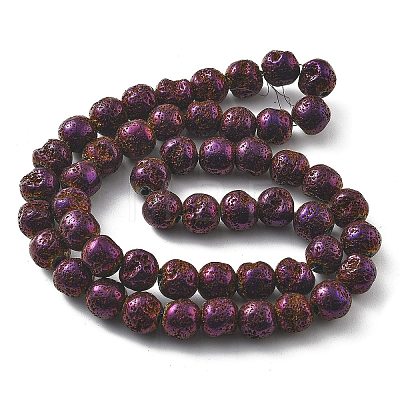 Electroplated Natural Lava Rock Beads Strands G-A251-E01-01B-1