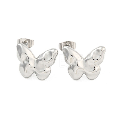 Non-Tarnish Butterfly 304 Stainless Steel Ear Studs EJEW-L290-031P-1