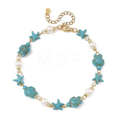 Ocean Starfish Turtle Anklets AJEW-AN00847-01-1