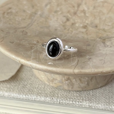 Brass with Black Agate Cuff Open Rings FS-WG4ACC0-05-1