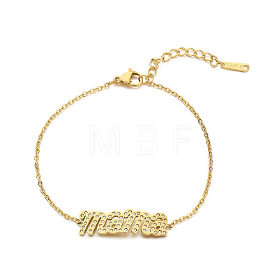 Mother's Day 304 Stainless Steel & Rhinestone Link Bracelets FS-WG743BF-03-1