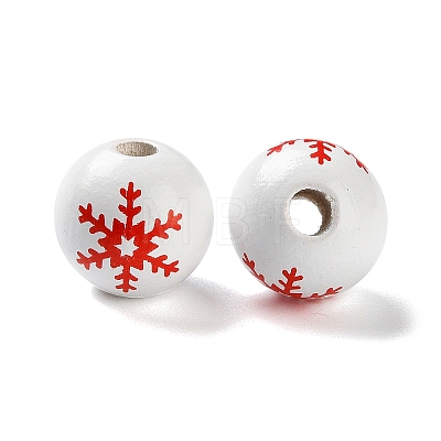 Printed Wood European Beads WOOD-Z002-08E-1