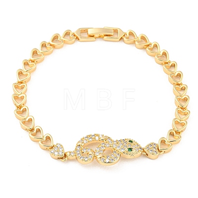 Golden Brass Micro Pave Cubic Zirconia Link Bracelets BJEW-P314-A05-G-1