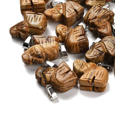 Natural Picture Jasper Pendants G-B127-05P-09-1