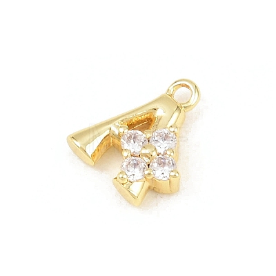 Brass Micro Pave Clear Cubic Zirconia Charms KK-Z151-18G-A-1