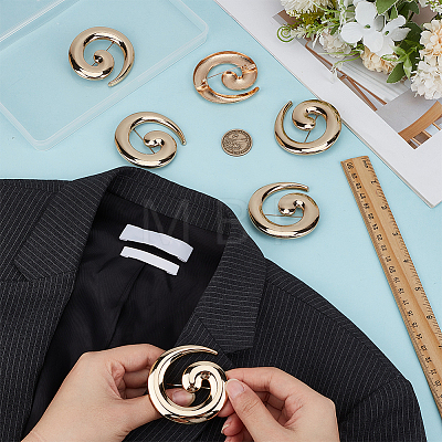 6Pcs Vortex Spiral Zinc Alloy Lapel Pins for Clothes JEWB-FG0001-78-1
