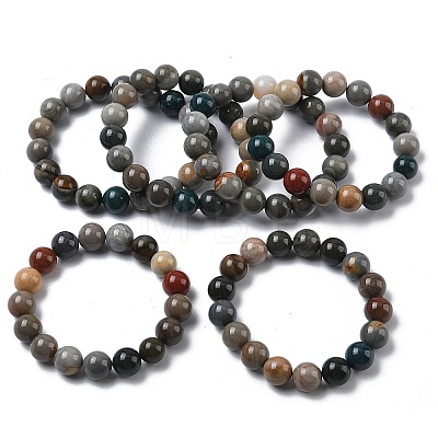 Natural Alashan Agate Round Beads Stretch Bracelets for Women BJEW-Z158-03M-02-1