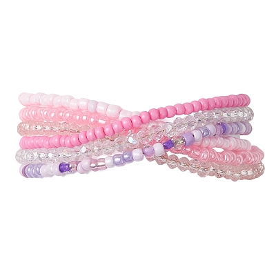 Glass Seed Beads Beaded Multi-Layer Bracelets for Women BJEW-JB12996-1