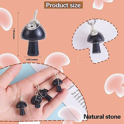 Natural Obsidian Pendants PALLOY-SW0004-07-1