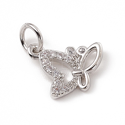 Brass Micro Pave Clear Cubic Zirconia Butterfly Charms ZIRC-F132-54P-1